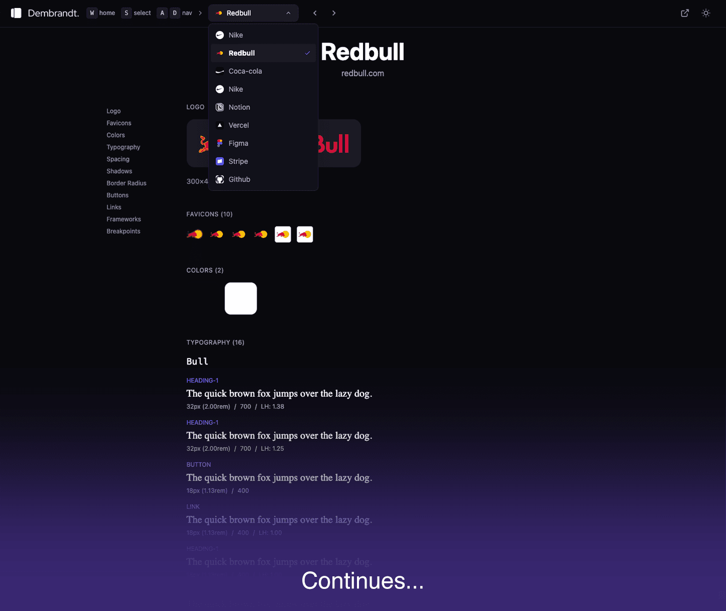 Dembrandt Local UI - Browse extracted design tokens in a visual interface